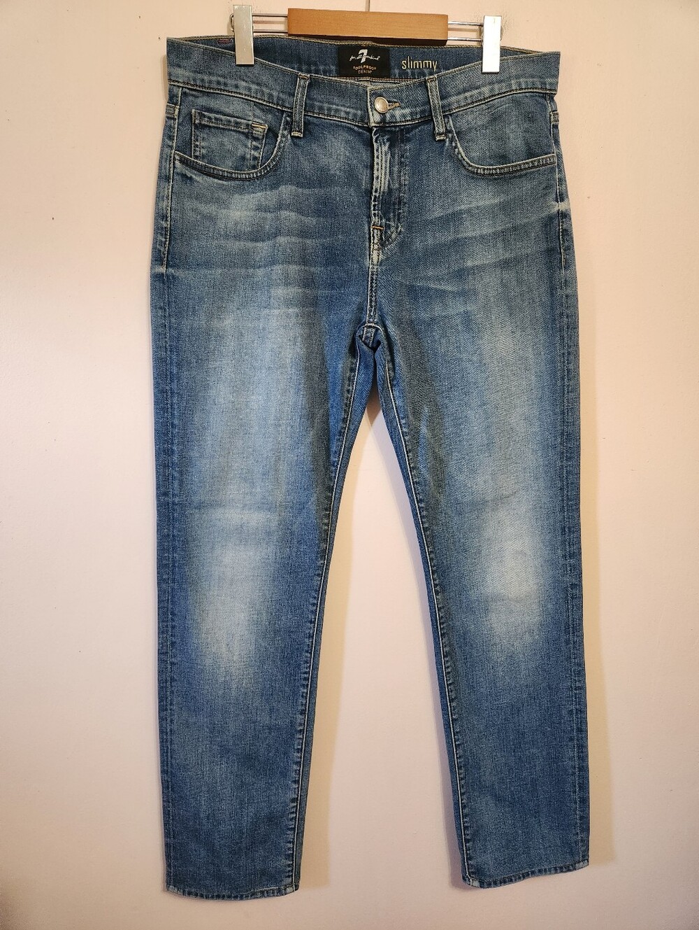 7 For All Mankind Slimmy Slim Fit Foolproof Denim Jeans Size 34 Blue W34